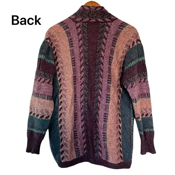 Bill Baber Wool Cardigan Hand Made in Scotland Purple Teal - Picture 2 of 10
